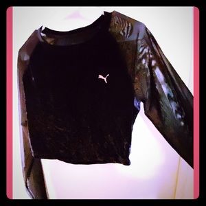 Mesh sleeves velour Puma top ✨🖤